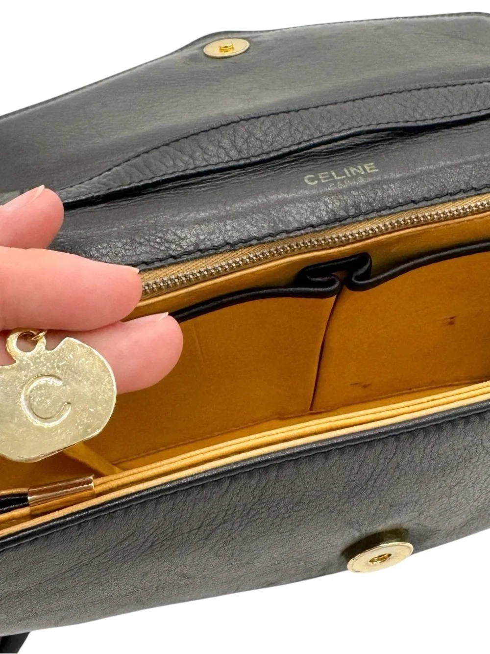 Celine Black Leather Crossbody Bag